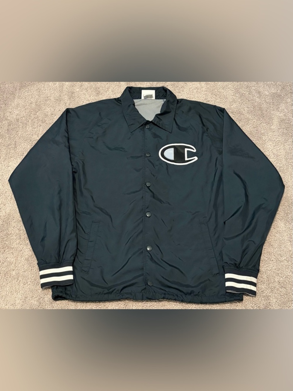 Champion Men’s Coach Bomber Jacket Windbreaker C Logo Embroidered Size Medium